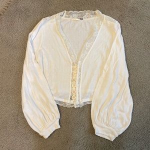 Lace detail button down cardigan/ top